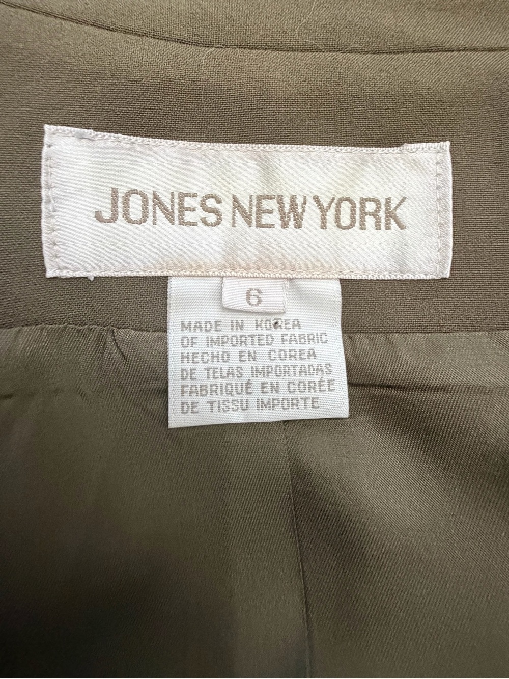 Jones New York Olive Suit Blazer with Notched Lapel - Picture 7 of 9